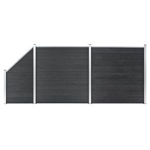 WPC Fence Set 2 Square + 1 Slanted 446x186 cm Grey