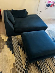 Fabric sofa and pouffe