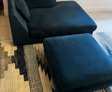 Fabric sofa and pouffe