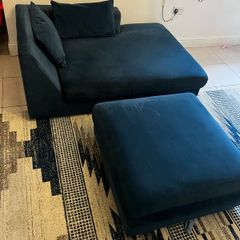 Fabric sofa and pouffe