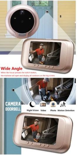 Digital Door Viewer Camera 3.5" LCD Screen Peephole Night Vision Cat Eye Motion