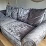 Free Grey 3 seater velvet couch Image 3