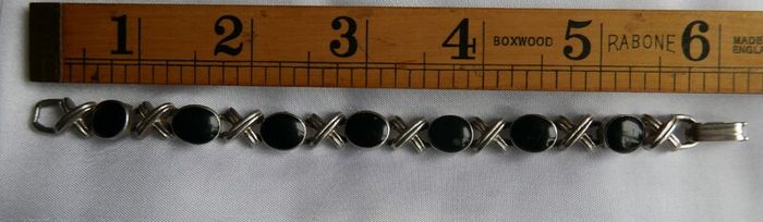 Vintage Black Onyx Gemstone Handmade  Silver Jewelry Bracelet