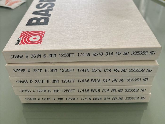 Five Unused 1250 ft BASF professional tapes