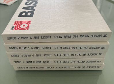 Five Unused 1250 ft BASF professional tapes