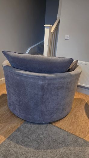 Swivel Cuddle Chair Grey Velvet