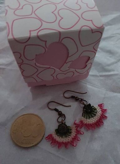 Handmade Needle Lace Earring in Box. A Lovely Gift