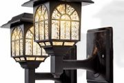 Solar Fence Lights Solar Lights Outdoor Garden LED Solar Powered Outdoor Wall Lights Waterproof Decor for Patio Yard Warm White 2 Pack