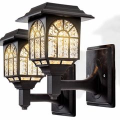 Solar Fence Lights Solar Lights Outdoor Garden LED Solar Powered Outdoor Wall Lights Waterproof Decor for Patio Yard Warm White 2 Pack