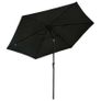 Outdoor Parasol with LED Lights and Steel Pole 300 cm Black Image 4