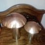 Arts & Crafts Brass & Copper Large Mushroom Shaped Salt & Pepper Shakers (Donegal, Makers Stamp) Image 2
