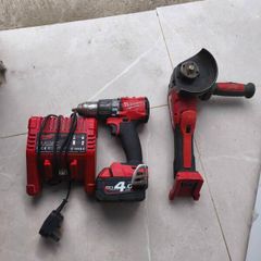 Milwaukee grinder and drill
