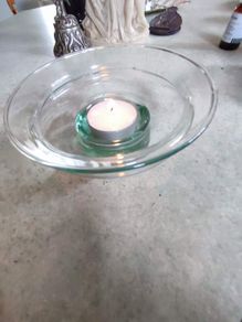 Vintage Mid Century Translucent green Glass  NIGHT LIGHT CANDLE HOLDER.