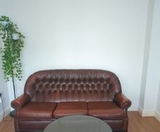 brown leather couch