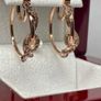 Champagne Diamond, Black Diamond J Hoop Half Hoop Earring Image 2