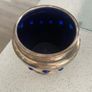 Vintage heavy silvered brass Art Deco Cobalt Glass Planter Image 3