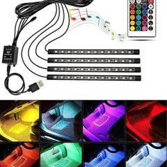 Interior Car LED Light Strip Music Sound-activated and Remote Control 4 in1 Waterproof Light Bar RGB Car Atmosphere Lights