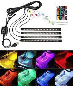 Interior Car LED Light Strip Music Sound-activated and Remote Control 4 in1 Waterproof Light Bar RGB Car Atmosphere Lights