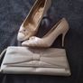 Shoe/Shoes and Matching Bag .. Both Cream Satin .. Price Drop Image 2