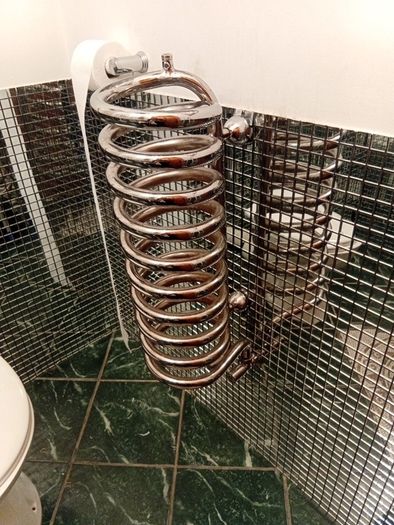 Silver, high level toilet cistern,downpipe and bowl