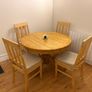 Round solid pine dining table with 5 chairs Image 2