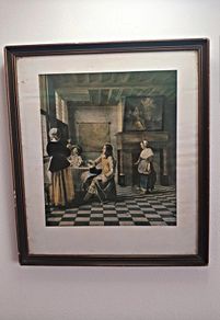 Vintage Pieter de Hooch Framed Print Historic Combridge Dublin Gallery Label