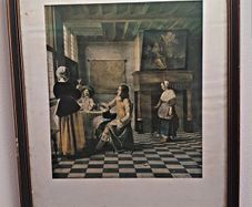 Vintage Pieter de Hooch Framed Print Historic Combridge Dublin Gallery Label