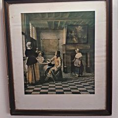 Vintage Pieter de Hooch Framed Print Historic Combridge Dublin Gallery Label