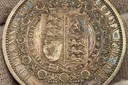 Great Britain 1887 Silver Half Crown Beautiful Uncirculated Lustrous Rainbow Toned