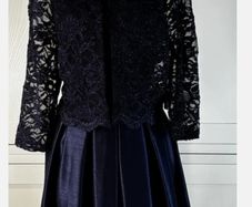 Uk 10 Eliza J 2 piece Navy Midi Dress and Lace Jacket