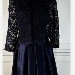 Uk 10 Eliza J 2 piece Navy Midi Dress and Lace Jacket
