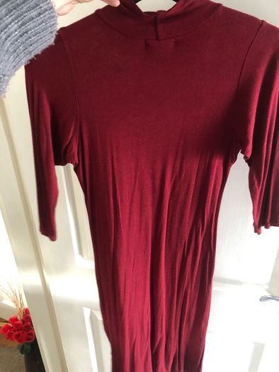 Boohoo high neck wine dress