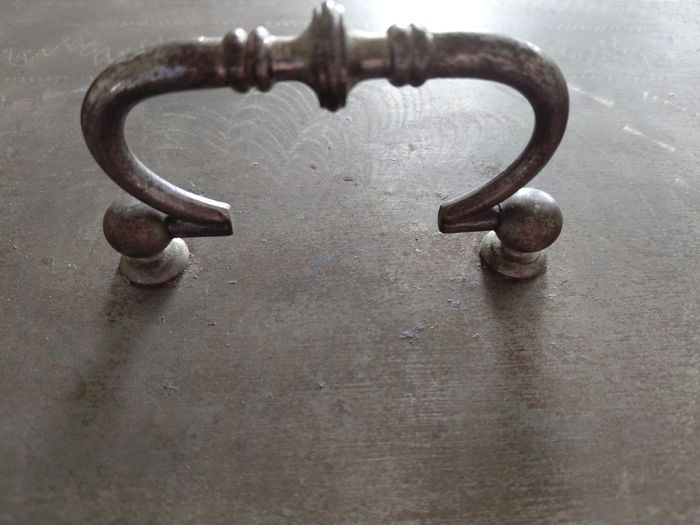 Antique French iron money box strong box with key 19th century
