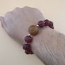 Vintage Melon Shape Carnelian Agate With Monglian Natural Eye Agate Bracelet Image 10