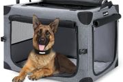 Dog Car Crate, Collapsible Dog Crate with Breathable Mesh, 76x51x51cm Dog Travel Crate Sturdy Frame for Small and Medium Dogs, Suitable for Traveling, Visit Veterinarian and Insides