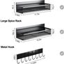 Magnetic Spice Rack for Refrigerator, 3 Pack Magnetic Shelf, Moveable Magnet Fridge Organizer with 8-Hook Rack, Seasoning Organizer for Kitchen Organization and Storage (3 Pack) Image 2