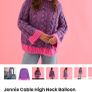 Cara and the Sky Jennie Cable High Neck Balloon Sleeve Jumper (Size M) Image 4