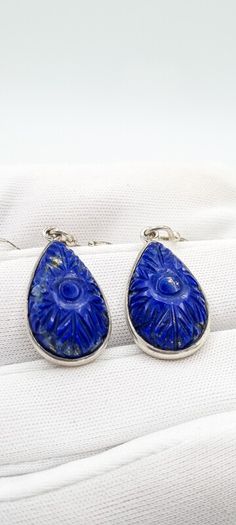 Silver And Lapis Earrings Like New With COA