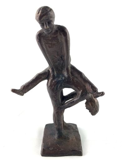 Mid century bronze figurine of gymnasts training