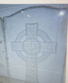 2 Vintage Glass Panels with Celtic Cross Engraved