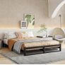 King Size Bed Frame,5ft Floor Bed Frame King Size Bed Base with Steel Slats,Heavy Duty Metal Platform Low Bed King Beds 150x200 cm,Mattress Base No Box Spring Needed,No Noise,Black Image 7