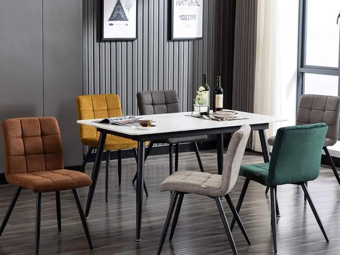 Set Of 2 x Cubana Velvet Upholstered Kitchen Dining Chair with Strong Black Metal Legs Living Room Bedroom Chair (FREE POSTAGE)