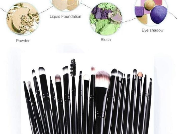 Make up Brush Set 20 PCs Professional Face Eyeliner for Foundation Blush Concealer Eyeshadow with Travel Black (FREE POSTAGE)
