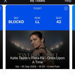 Katie Taylor Tickets x2 Block D Pitch