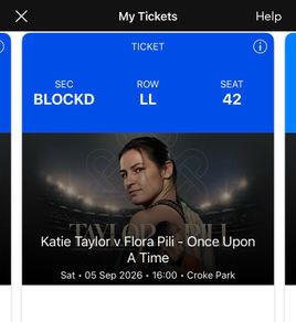 Katie Taylor Tickets x2 Block D Pitch
