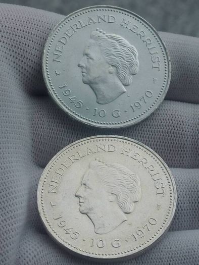1970 Netherlands 10 Gulden silver