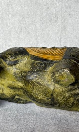 Vintage Chinese Rhinoceros (42cm/7kg) - Bronze With Gilt Accents, Stamped