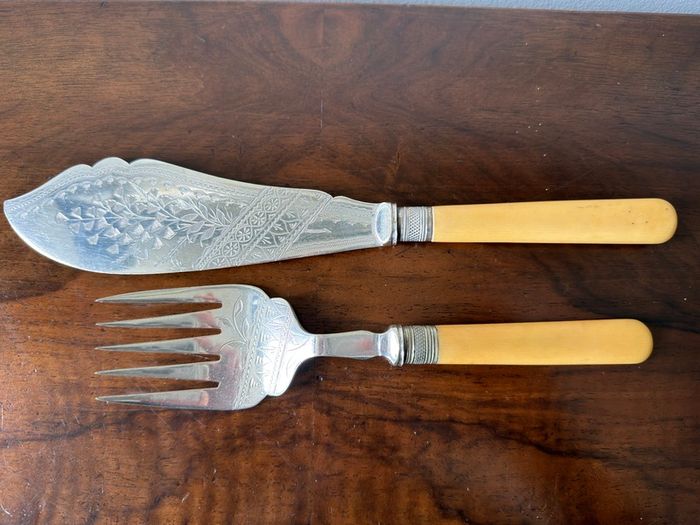 Antique B. Worth & Sons EPNS Fish Serving Knife & Fork