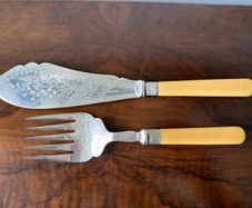 Antique B. Worth & Sons EPNS Fish Serving Knife & Fork