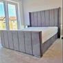 Ottoman Winged Panel Plush Velvet Upholstered Bed Frame Double & King Size Bed Image 4